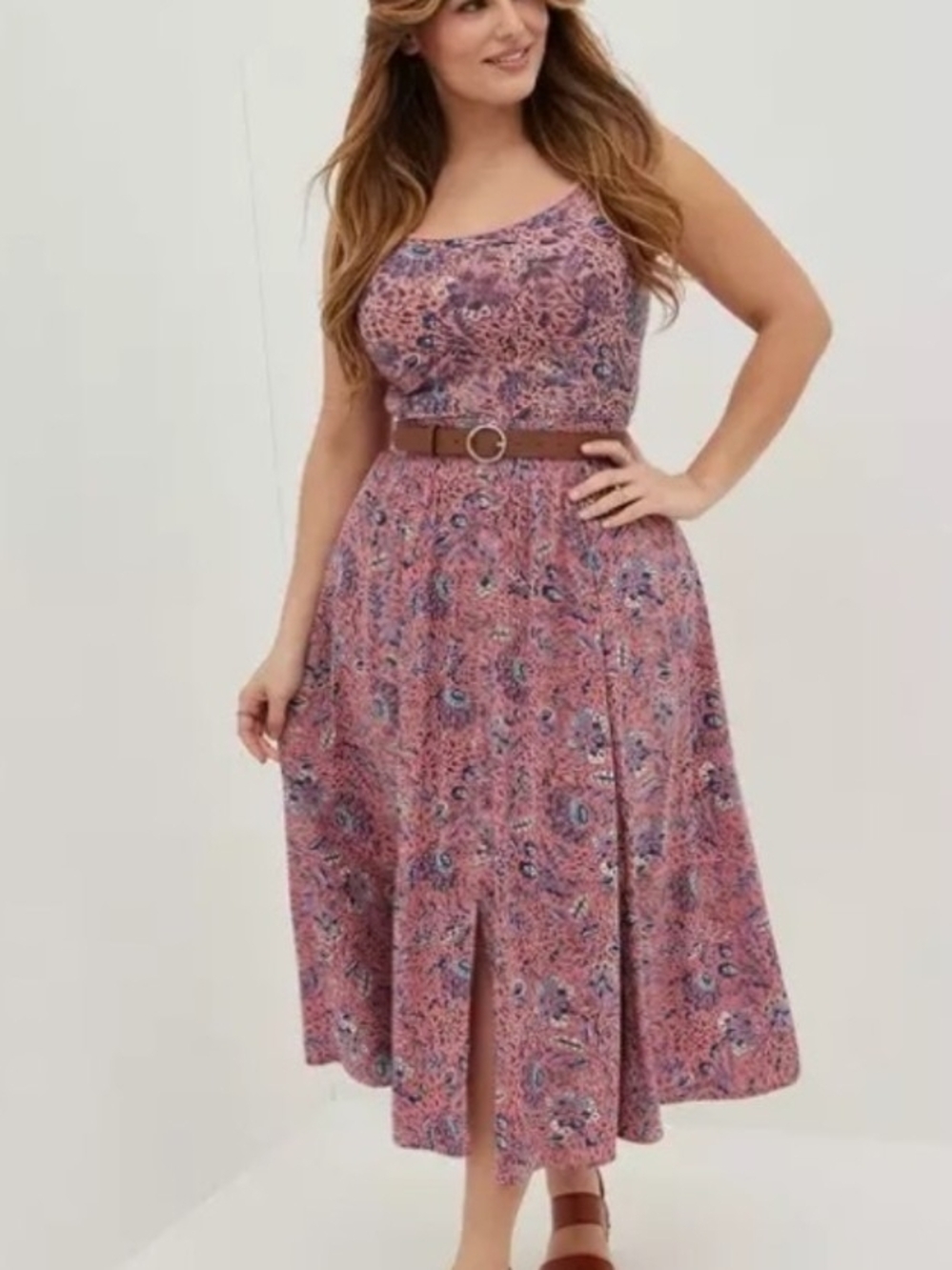 torrid Coral Paisley Maxi Skirt with Navy & Cream Accents